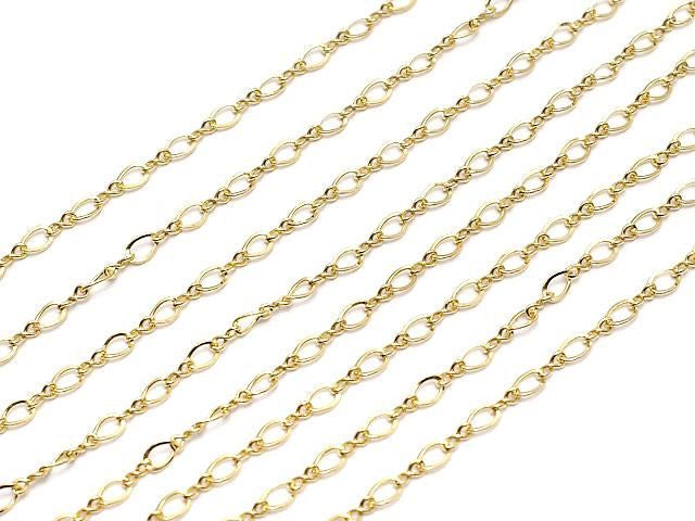 14KGF Figaro (Long and Short) Chain, 2.1mm Twist, 10cm