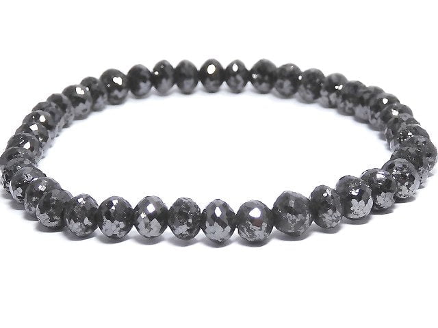 [Video] [One of a kind] [1mm hole] Black Diamond Faceted Button Roundel Bracelet NO.5