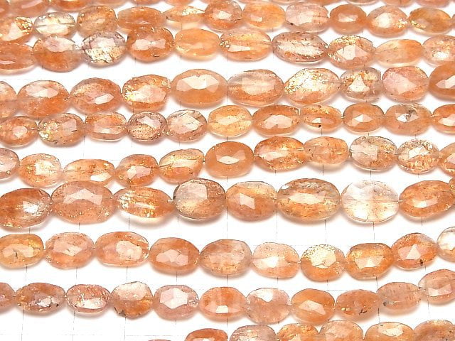 [Video]High Quality Sunstone AA++ Faceted Oval [Light color] 1strand beads (aprx.6inch/16cm)