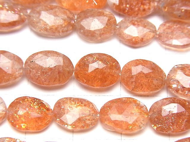 [Video]High Quality Sunstone AA++ Faceted Oval 1strand beads (aprx.6inch/16cm)