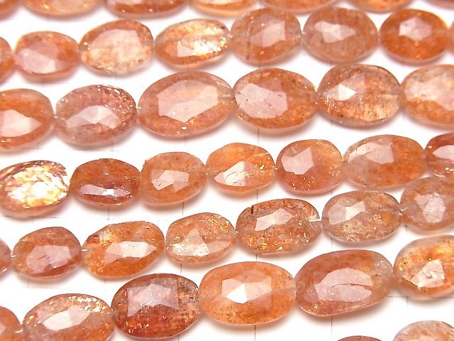 [Video]High Quality Sunstone AA++ Faceted Oval 1strand beads (aprx.6inch/16cm)