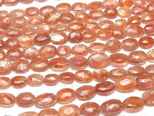 [Video]High Quality Sunstone AA++ Faceted Oval 1strand beads (aprx.6inch/16cm)