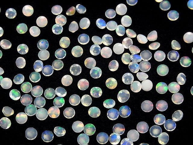 [Video]High Quality Ethiopian Opal AAA- Loose stone Round Faceted 4x4mm 10pcs