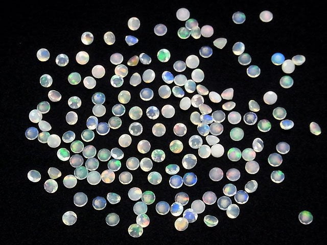 [Video]High Quality Ethiopian Opal AAA- Loose stone Round Faceted 4x4mm 10pcs