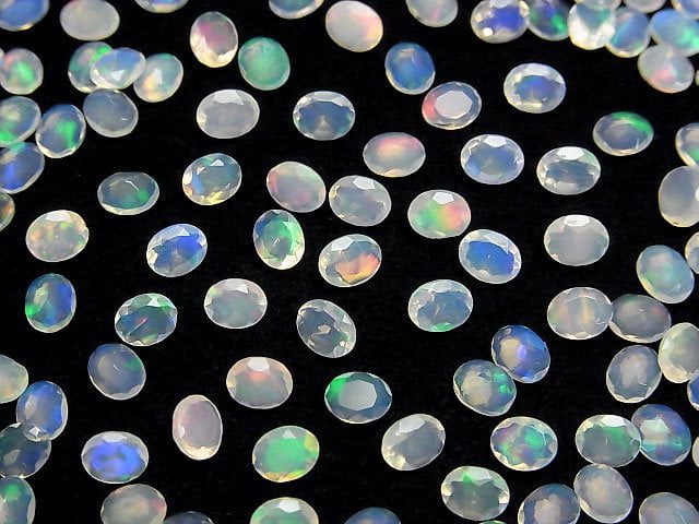 [Video]High Quality Ethiopian Opal AAA- Oval Faceted 5x4mm 10pcs