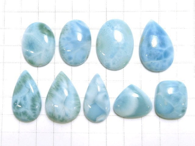 [Video][One of a kind] Larimar Pectolite AA++ Cabochon 9pcs set NO.7