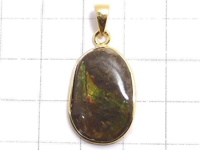 [Video][One of a kind] High Quality Ammolite AAA- Pendant 18KGP NO.116