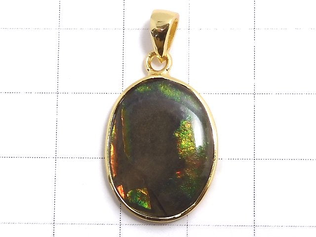 [Video][One of a kind] High Quality Ammolite AAA- Pendant 18KGP NO.117
