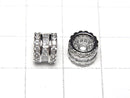 Metal parts Rondelle 8x8x6mm Silver color (with CZ) 2pcs