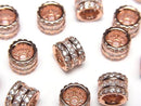 Metal parts Rondelle 8x8x6mm Pink gold color (with CZ) 2pcs
