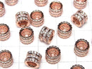 Metal parts Rondelle 8x8x6mm Pink gold color (with CZ) 2pcs
