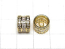 Metal parts Rondelle 10x10x7.5mm Gold color (with CZ) 2pcs