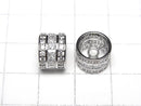 Metal parts Rondelle 10x10x7.5mm Silver color (with CZ) 2pcs