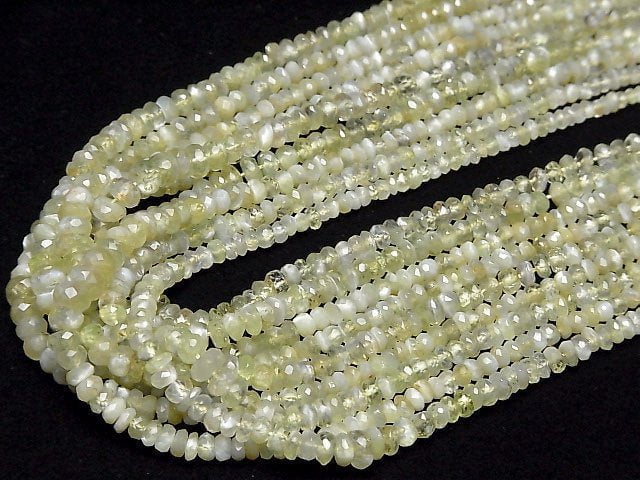 [Video]High Quality Chrysoberyl Cat's EyeAA++ Faceted Button Rondelle half or 1strand beads (aprx.15inch/38cm)