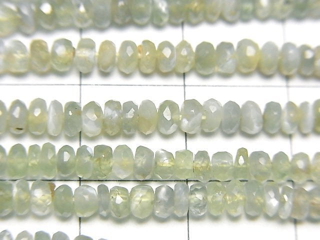 [Video]High Quality Chrysoberyl Cat's EyeAA++ Faceted Button Roundel half or 1strand beads (aprx.15inch/38cm)