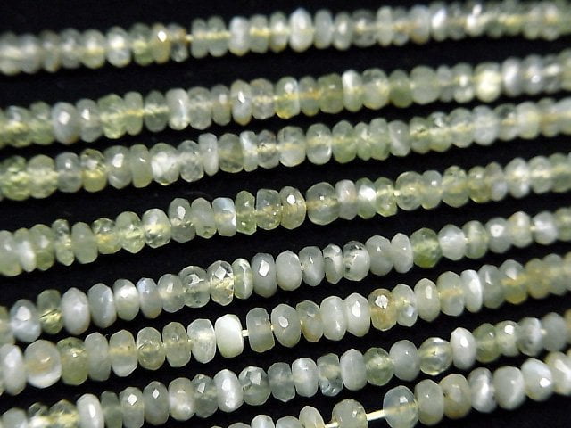 [Video]High Quality Chrysoberyl Cat's EyeAA++ Faceted Button Roundel half or 1strand beads (aprx.15inch/38cm)