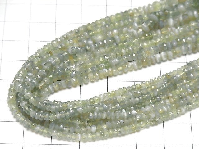 [Video]High Quality Chrysoberyl Cat's EyeAA++ Faceted Button Roundel half or 1strand beads (aprx.15inch/38cm)