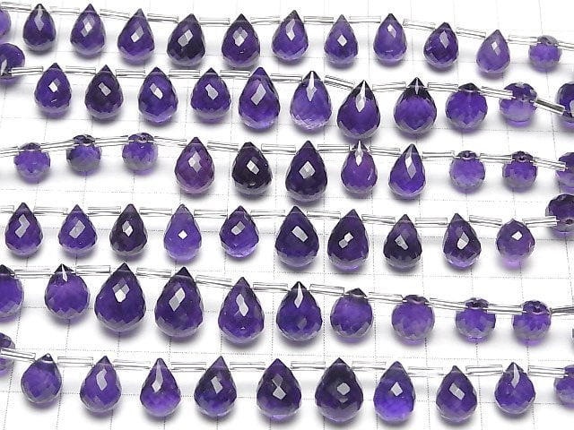 [Video]High Quality Amethyst AAA- Drop Faceted Briolette half or 1strand beads (aprx.6inch/16cm)