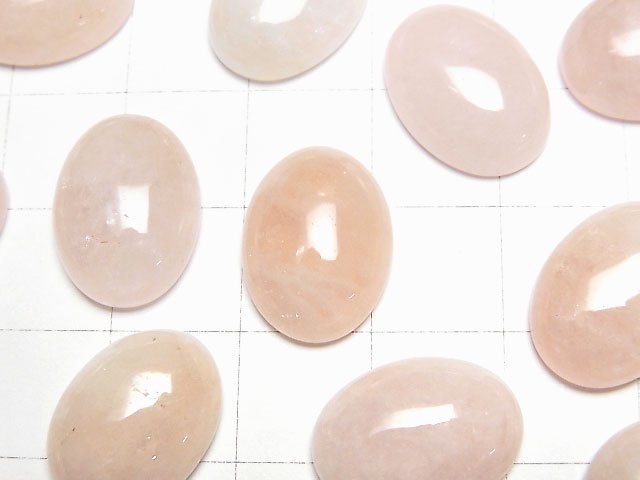 [Video]Morganite AA+ Oval Cabochon 16x12mm 2pcs