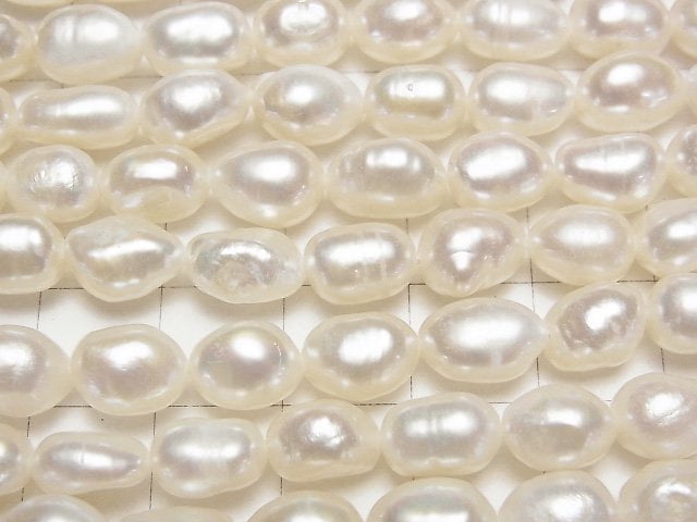 [Video]Fresh Water Pearl AA Baroque 8-10mm White 1strand beads (aprx.13inch/33cm)