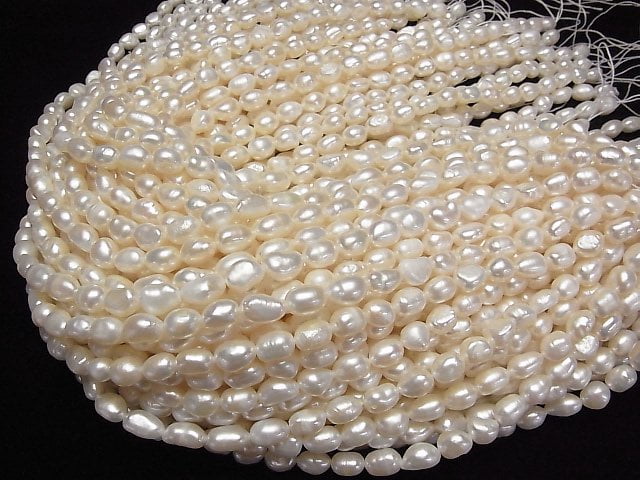 [Video]Fresh Water Pearl AA Baroque 8-10mm White 1strand beads (aprx.13inch/33cm)