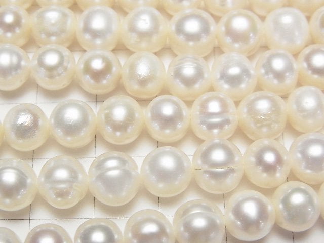 [Video] Fresh Water Pearl AA+ Potato 8mm White 1strand beads (aprx.14inch/34cm)