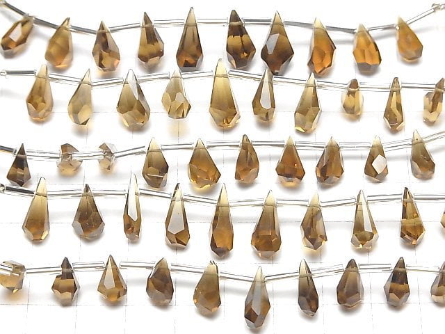 [Video]High Quality Beer Crystal Quartz AAA- Rough Drop Faceted Briolette 1strand (8pcs)