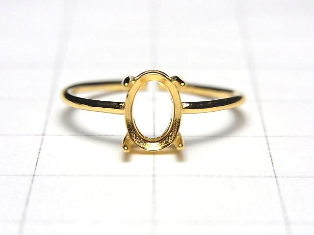 [Video] Silver925 Ring Frame (Prong Setting) Oval Faceted 7x5mm 18KGP Free Size 1pc