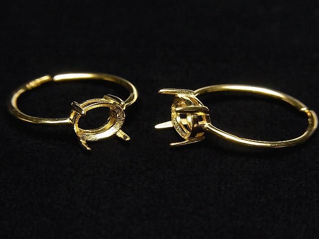 [Video] Silver925 Ring Frame (Prong Setting) Horizontal Oval Faceted 7x5mm 18KGP Free Size 1pc