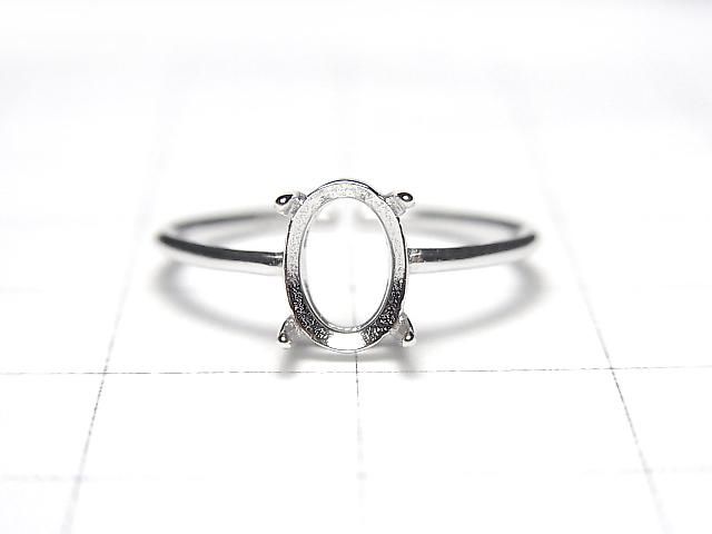 [Video] Silver925 Ring Frame (Prong Setting) Oval Faceted 7x5mm Rhodium Plated One Size Fits All 1pc