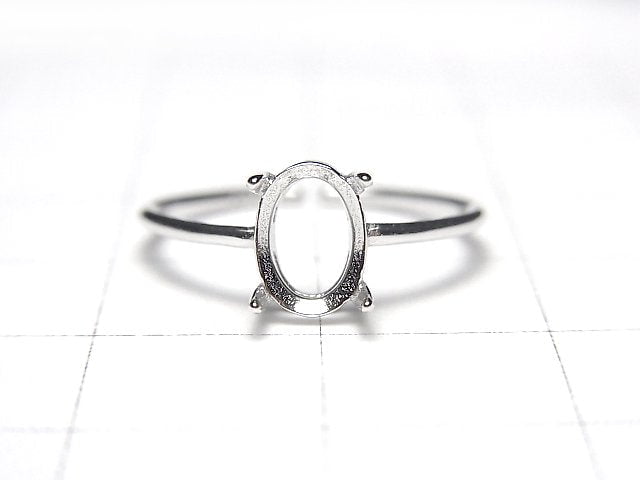 [Video]Silver925 Ring Frame (Prong Setting) Oval Faceted 7x5mm Rhodium Plated Free Size 1pc