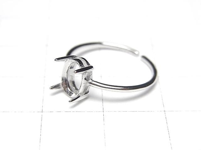 [Video] Silver925 Ring Frame (Prong Setting) Oval Faceted 7x5mm Rhodium Plated One Size Fits All 1pc