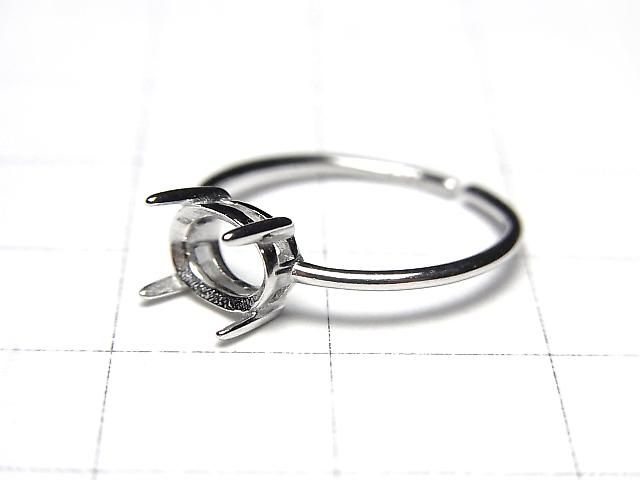 [Video] Silver925 Ring Frame (Prong Setting) Sideways Oval Faceted 7x5mm Rhodium Plated One Size Fits All 1pc