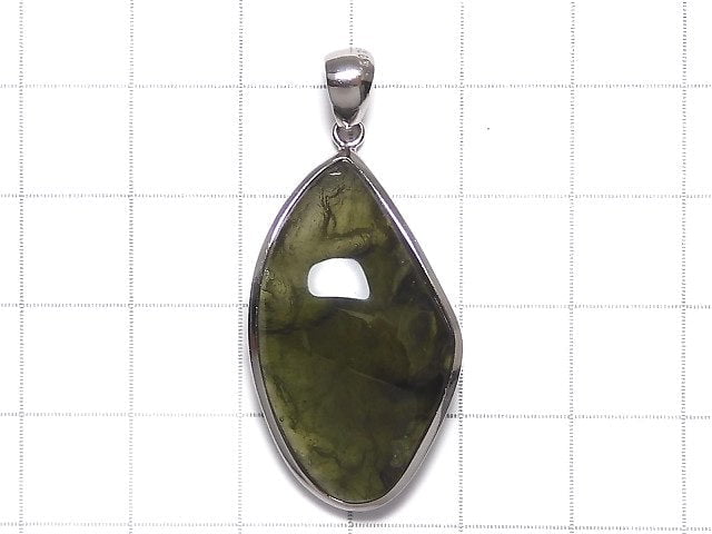 [Video][One of a kind] Moldavite AAA Pendant (one side non-polished) Silver925 NO.105