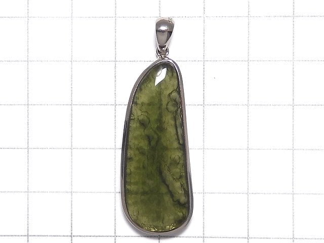 [Video][One of a kind] Moldavite AAA Pendant (one side non-polished) Silver925 NO.106