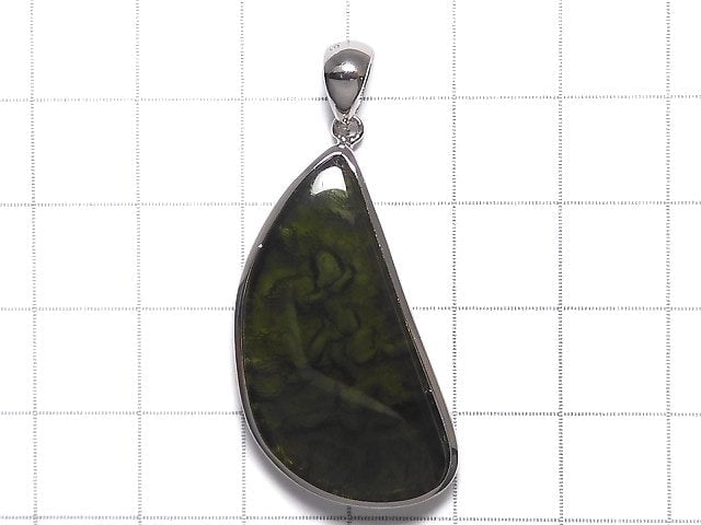 [Video][One of a kind] Moldavite AAA Pendant (one side non-polished) Silver925 NO.107