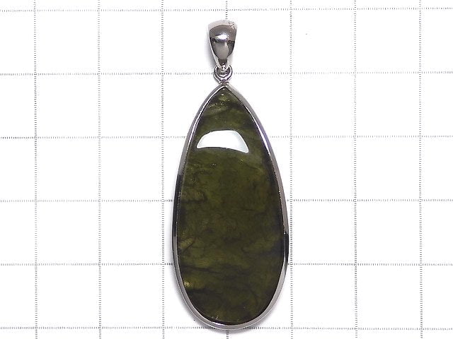 [Video][One of a kind] Moldavite AAA Pendant (one side non-polished) Silver925 NO.108