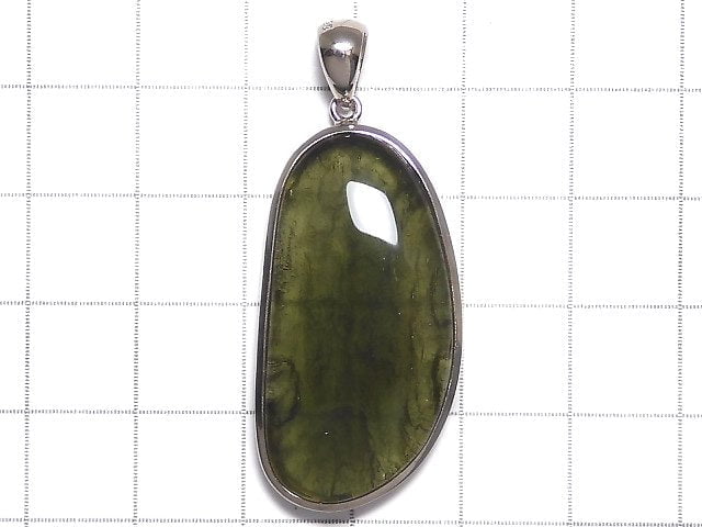 [Video][One of a kind] Moldavite AAA Pendant (one side non-polished) Silver925 NO.110