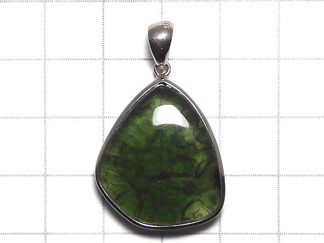 [Video][One of a kind] Moldavite AAA Pendant (one side non-polished) Silver925 NO.2