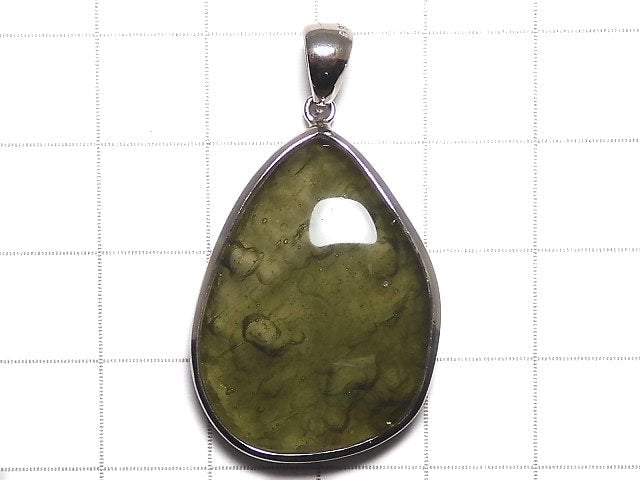 [Video][One of a kind] Moldavite AAA Pendant (one side non-polished) Silver925 NO.3