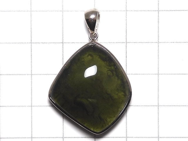 [Video][One of a kind] Moldavite AAA Pendant (one side non-polished) Silver925 NO.5