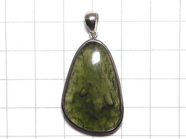 [Video][One of a kind] Moldavite AAA Pendant (One side non-polished) Silver925 NO.8