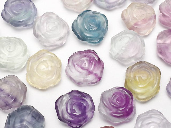 [Video] Multicolor Fluorite AAA- Rose motif 12mm [Drilled Hole] 5pcs