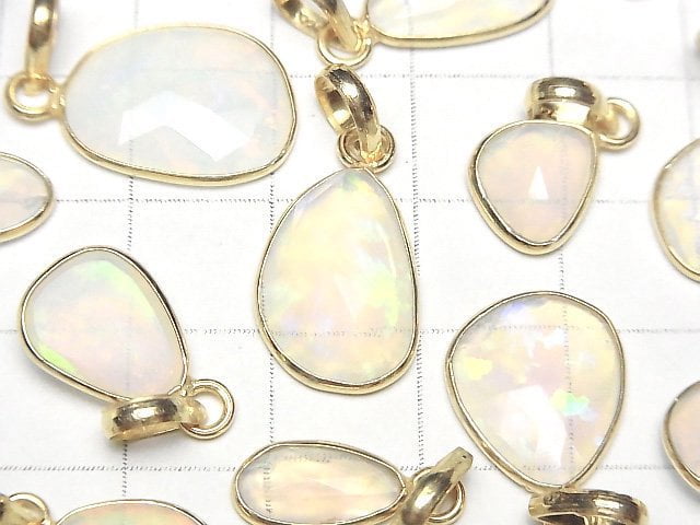 [Video]High Quality Ethiopian Opal AAA- Free Form Rose Cut Pendant 18KGP 1pc