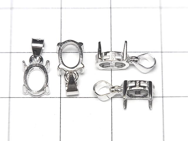 [Video] Silver925 Pendant Frame Oval Faceted 7x5mm Rhodium Plated 1pc