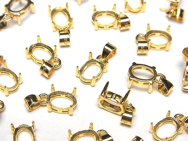 [Video] Silver925 Pendant Frame Oval Faceted 7x5mm 18KGP 1pc