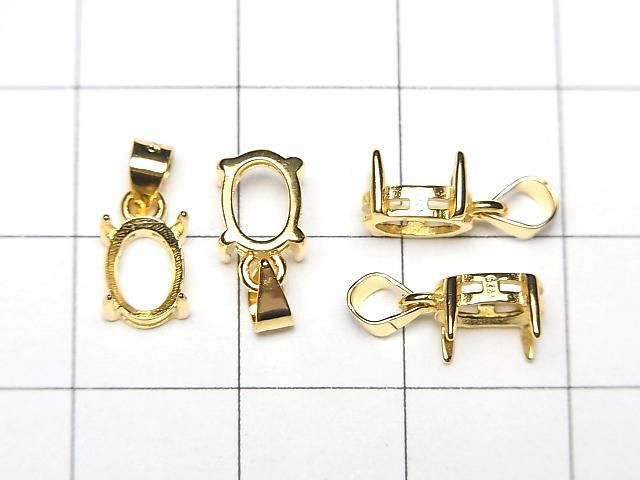 [Video] Silver925 Pendant Frame Oval Faceted 7x5mm 18KGP 1pc