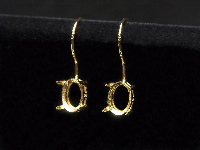[Video]Silver925 Earwire Frame (Prong Setting)Oval Faceted 7x5mm 18KGP 1pair