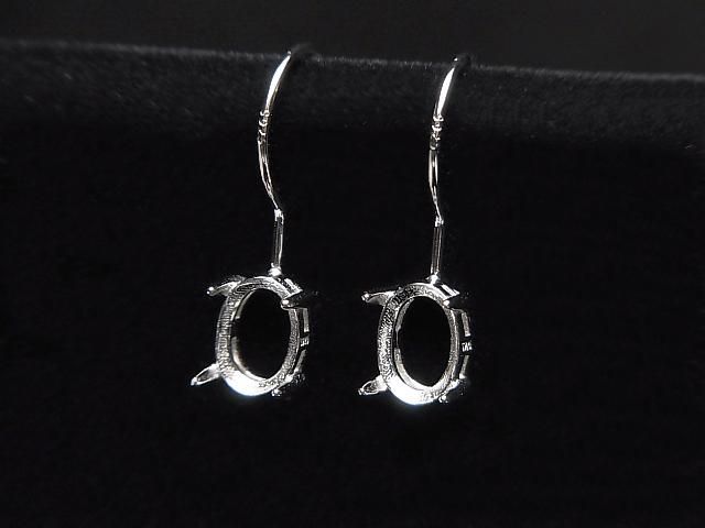 [Video]Silver925 Earwire Frame (Prong Setting)Oval Faceted 7x5mm Rhodium Plated 1pair