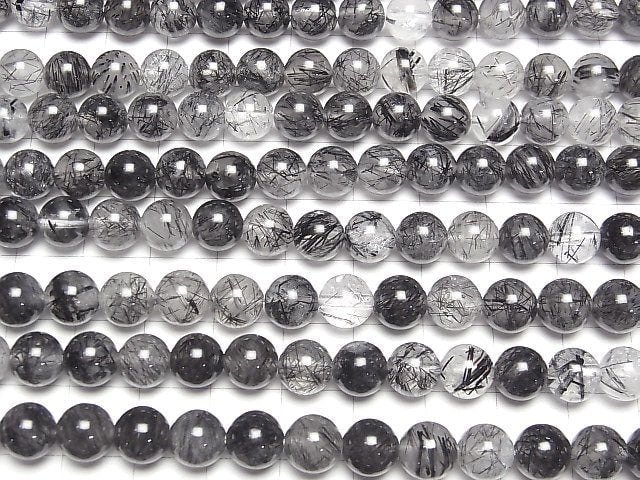 [Video]Tourmaline Quartz AAA- Round 8mm half or 1strand beads (aprx.15inch/37cm)